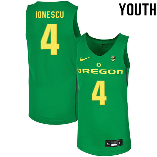 Youth #4 Eddy Ionescu Oregon Ducks College Basketball Jerseys Sale-Green